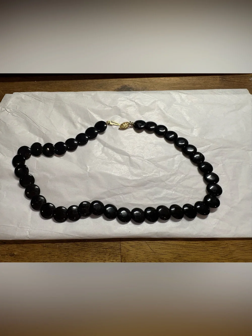 Black Beaded Necklace with Gold Clasp - Women Jewelry